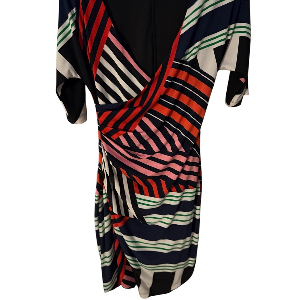 Trina Turk Striped geometric Short Sleeve wrap Dress size 0